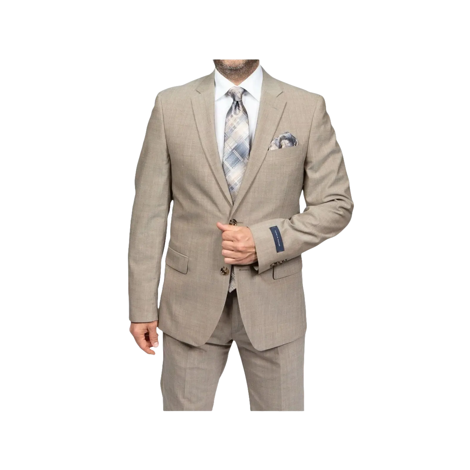 Mens TOMMY HILFIGER Suit Wool Blend 2 Button Side Vent Shark Texture 0106 Tan - J.Valintin Men's Wear Legend - 18253