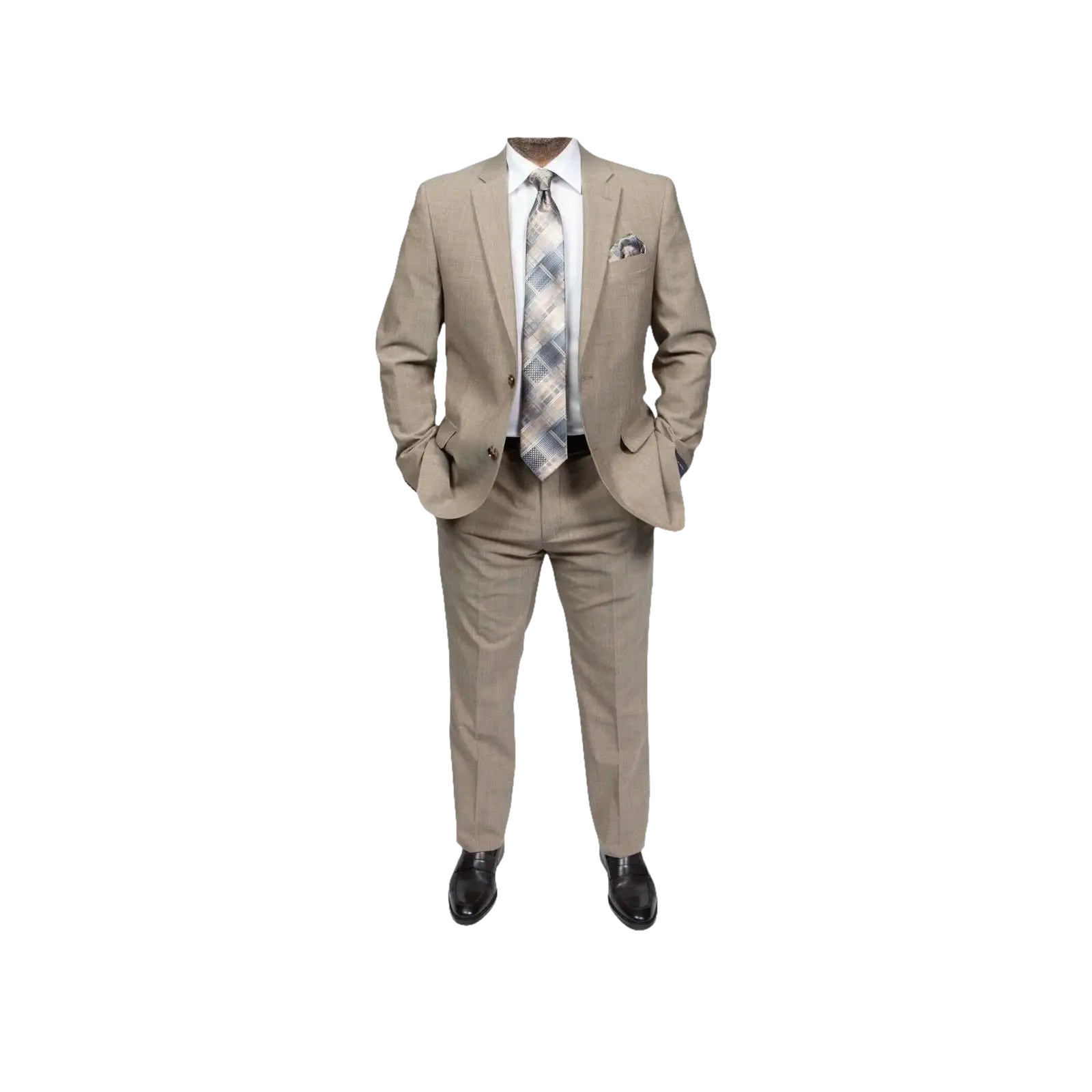Mens TOMMY HILFIGER Suit Wool Blend 2 Button Side Vent Shark Texture 0106 Tan - J.Valintin Men's Wear Legend - 18253