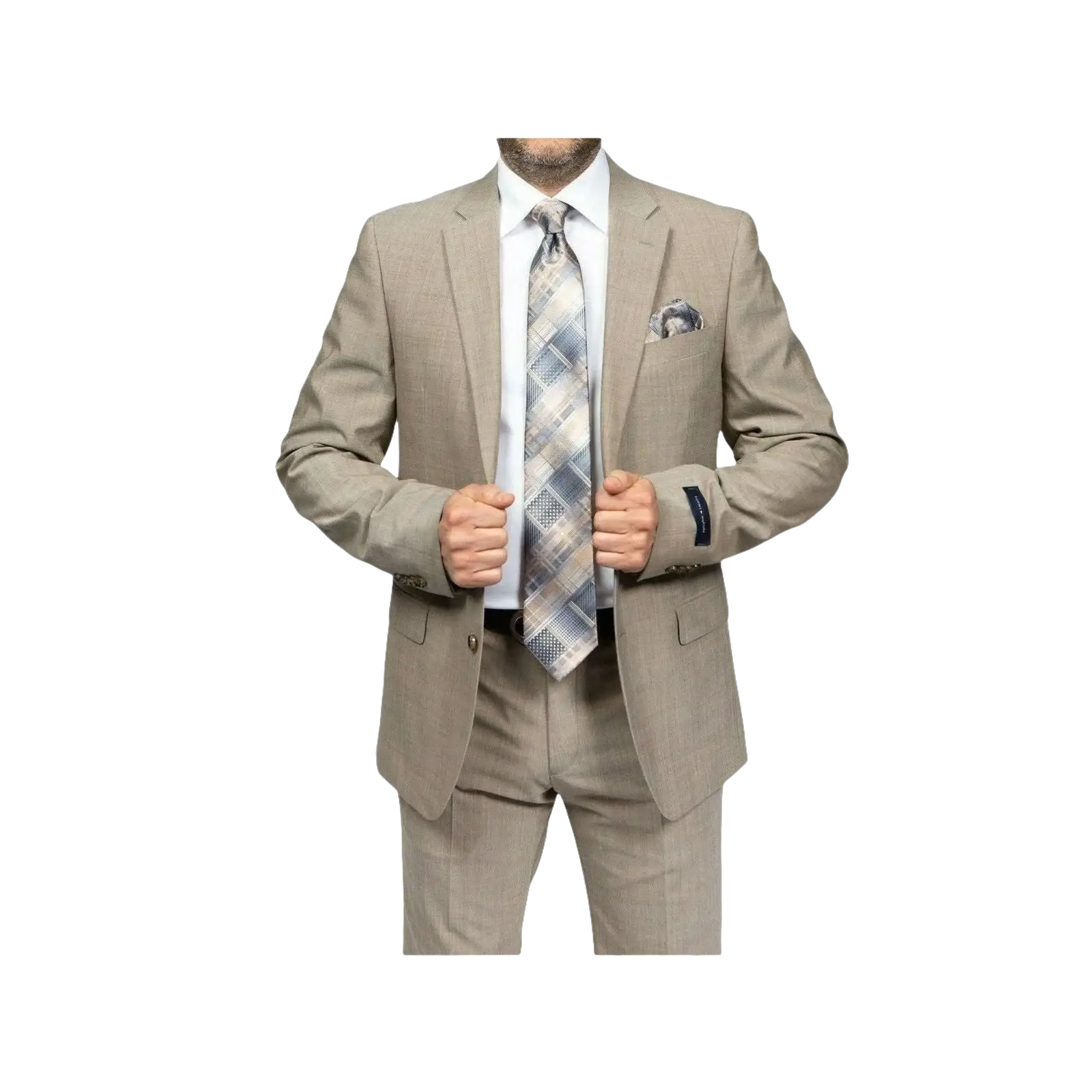 Mens TOMMY HILFIGER Suit Wool Blend 2 Button Side Vent Shark Texture 0106 Tan - J.Valintin Men's Wear Legend - 18253