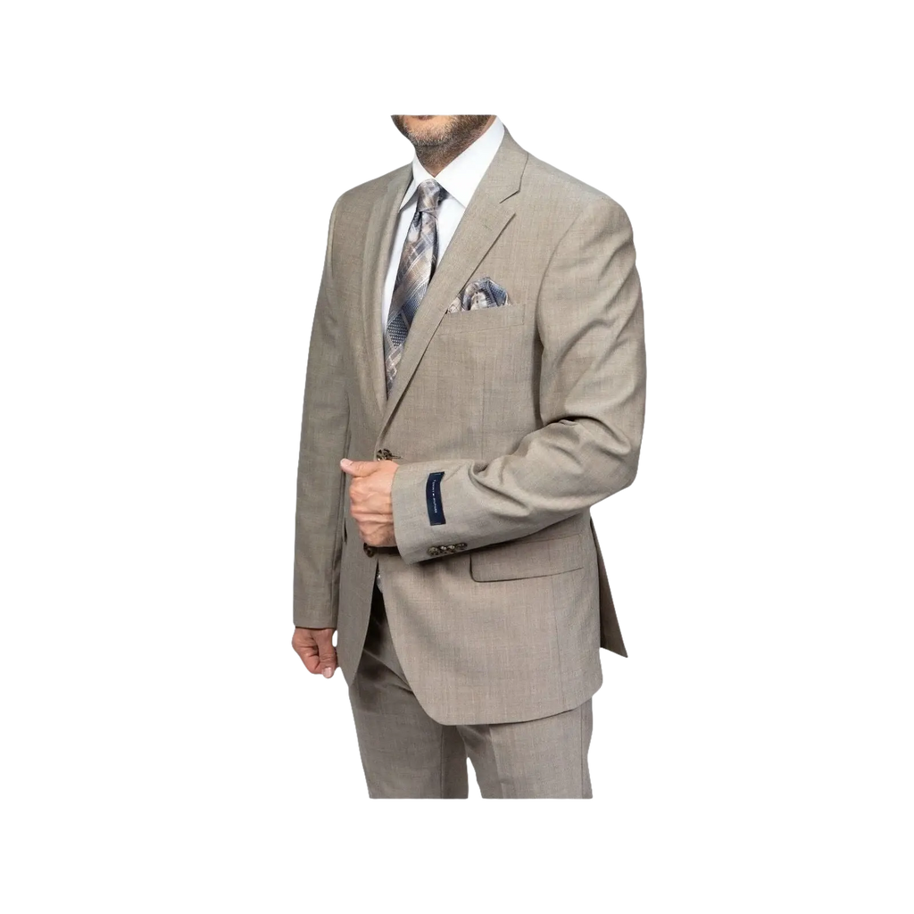 Mens TOMMY HILFIGER Suit Wool Blend 2 Button Side Vent Shark Texture 0106 Tan - J.Valintin Men's Wear Legend - 18253