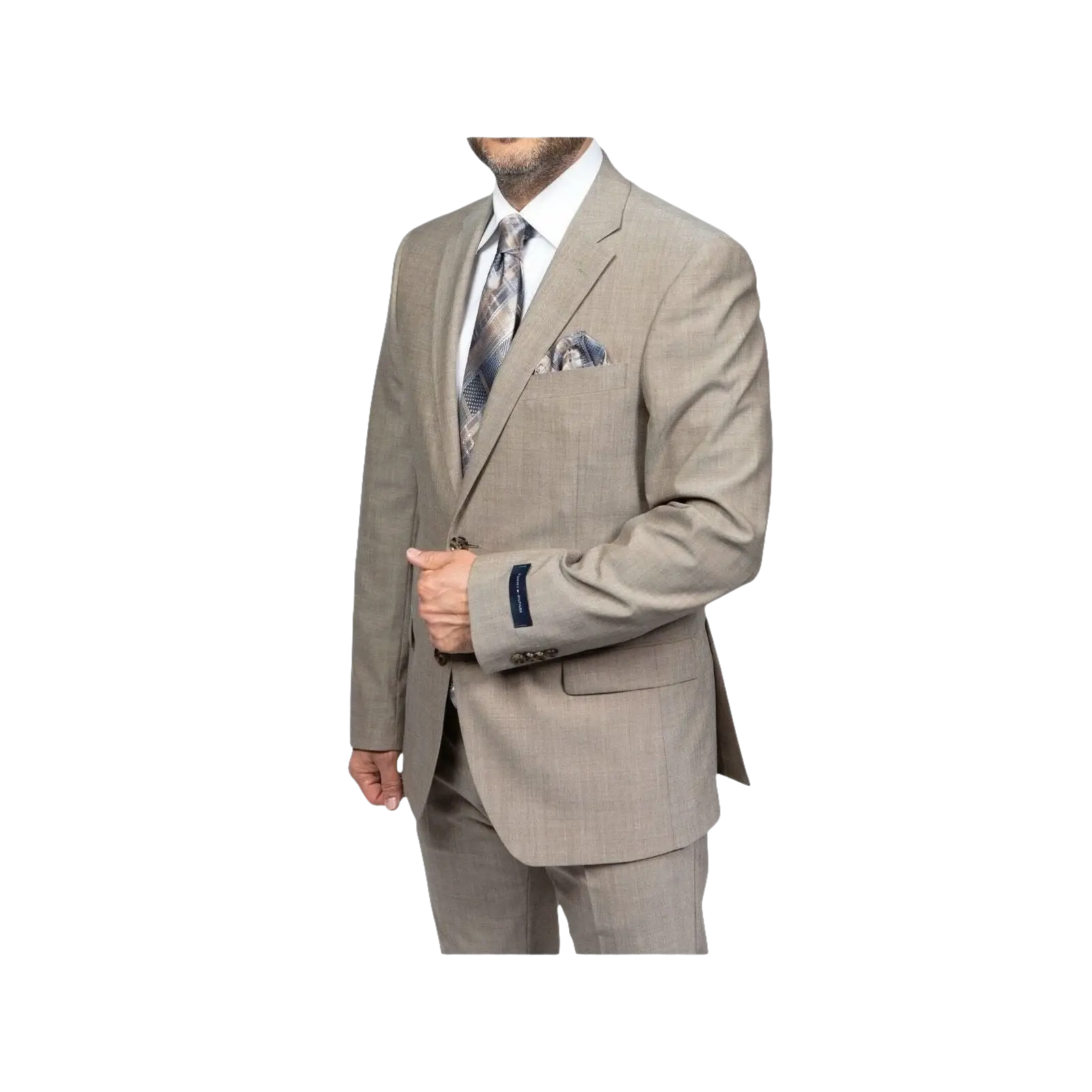 Mens TOMMY HILFIGER Suit Wool Blend 2 Button Side Vent Shark Texture 0106 Tan - J.Valintin Men's Wear Legend - 18253