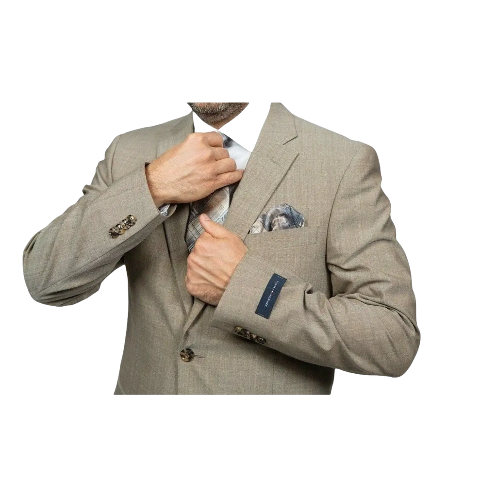 Mens TOMMY HILFIGER Suit Wool Blend 2 Button Side Vent Shark Texture 0106 Tan - J.Valintin Men's Wear Legend - 18253