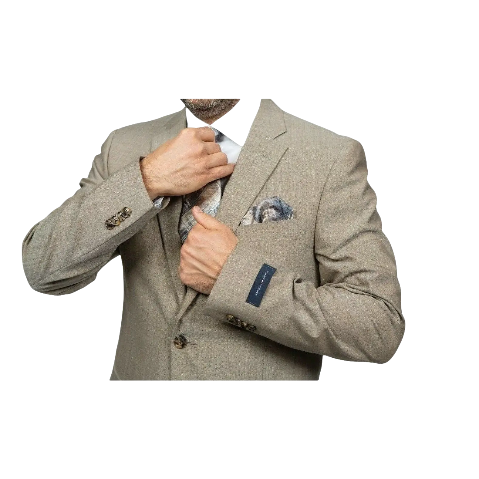 Mens TOMMY HILFIGER Suit Wool Blend 2 Button Side Vent Shark Texture 0106 Tan - J.Valintin Men's Wear Legend - 18253