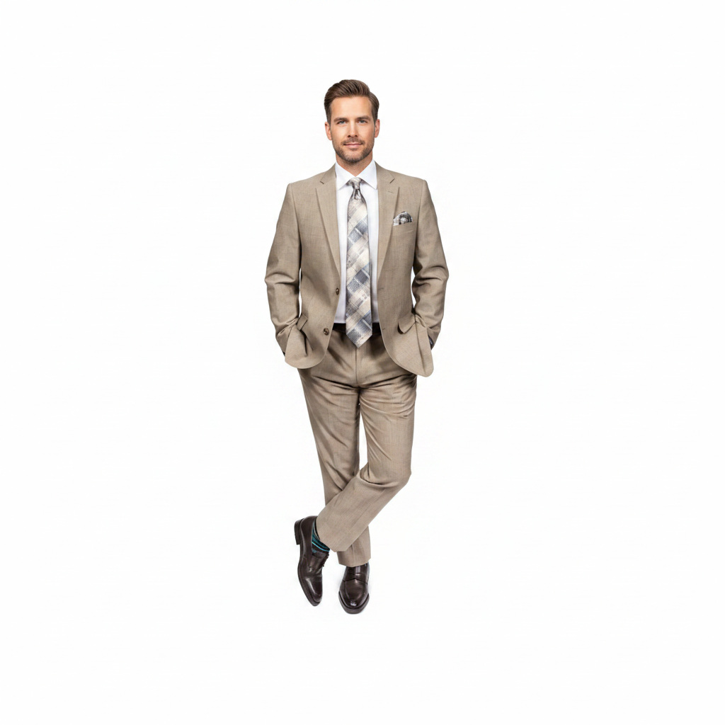 Mens TOMMY HILFIGER Suit Wool Blend 2 Button Side Vent Shark Texture 0106 Tan