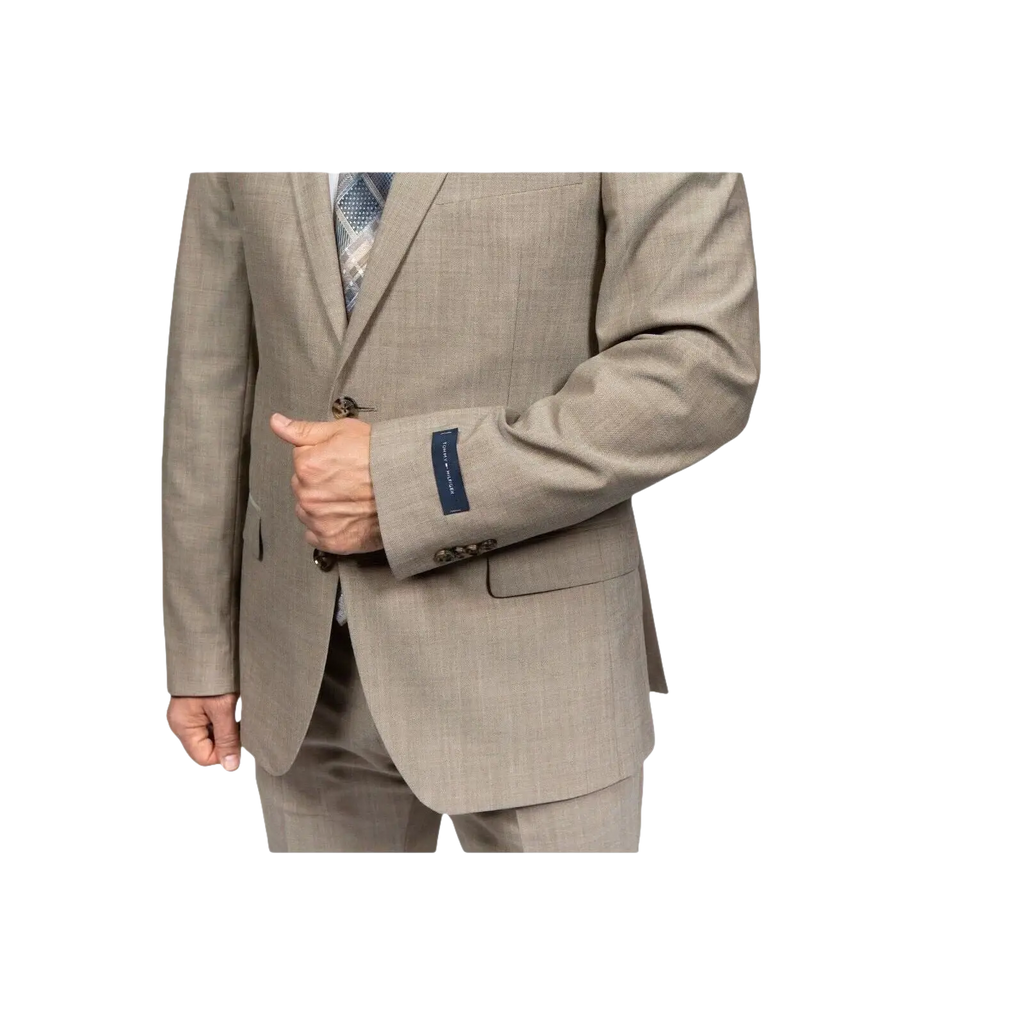 Mens TOMMY HILFIGER Suit Wool Blend 2 Button Side Vent Shark Texture 0106 Tan - J.Valintin Men's Wear Legend - 18253