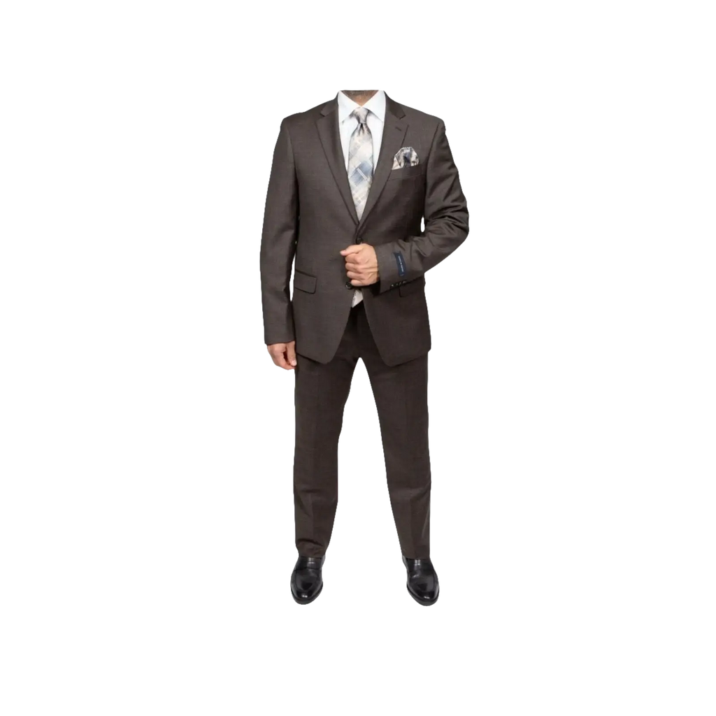 Mens TOMMY HILFIGER Suit Wool Blend 2 Button Side Vent Shark Texture 0132 Brown - J.Valintin Men's Wear Legend - 18266