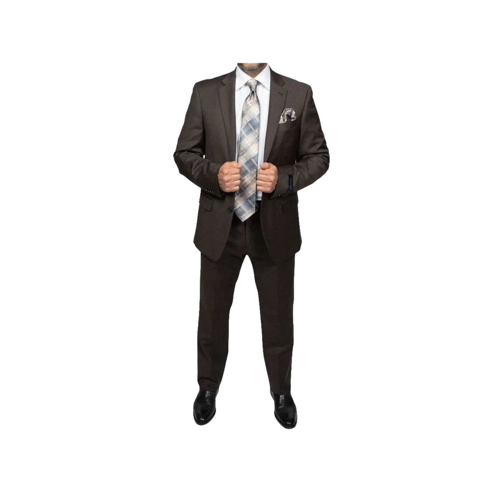 Mens TOMMY HILFIGER Suit Wool Blend 2 Button Side Vent Shark Texture 0132 Brown - J.Valintin Men's Wear Legend - 18266