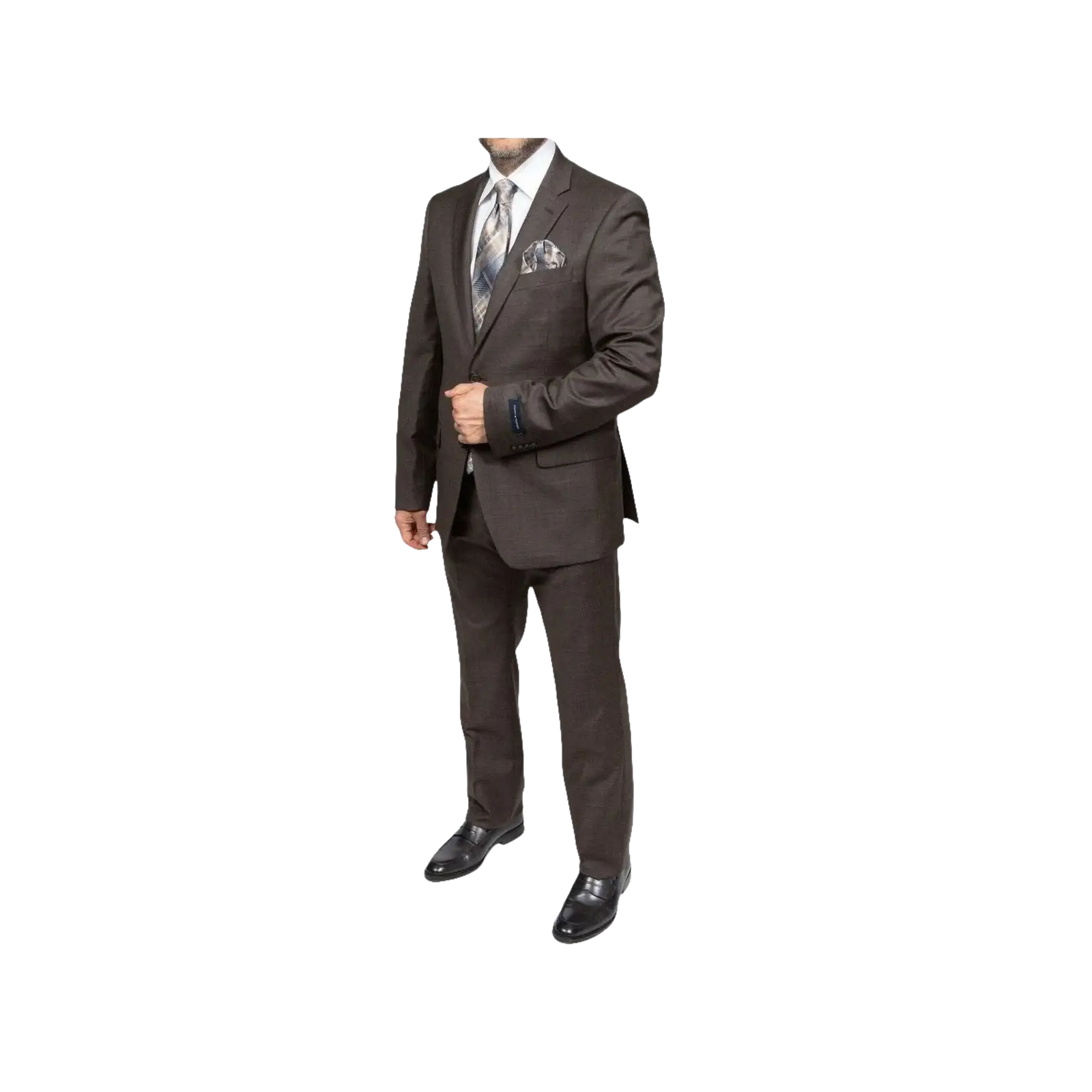 Mens TOMMY HILFIGER Suit Wool Blend 2 Button Side Vent Shark Texture 0132 Brown - J.Valintin Men's Wear Legend - 18266