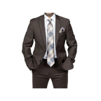 Mens TOMMY HILFIGER Suit Wool Blend 2 Button Side Vent Shark Texture 0132 Brown - J.Valintin Men's Wear Legend - 18266