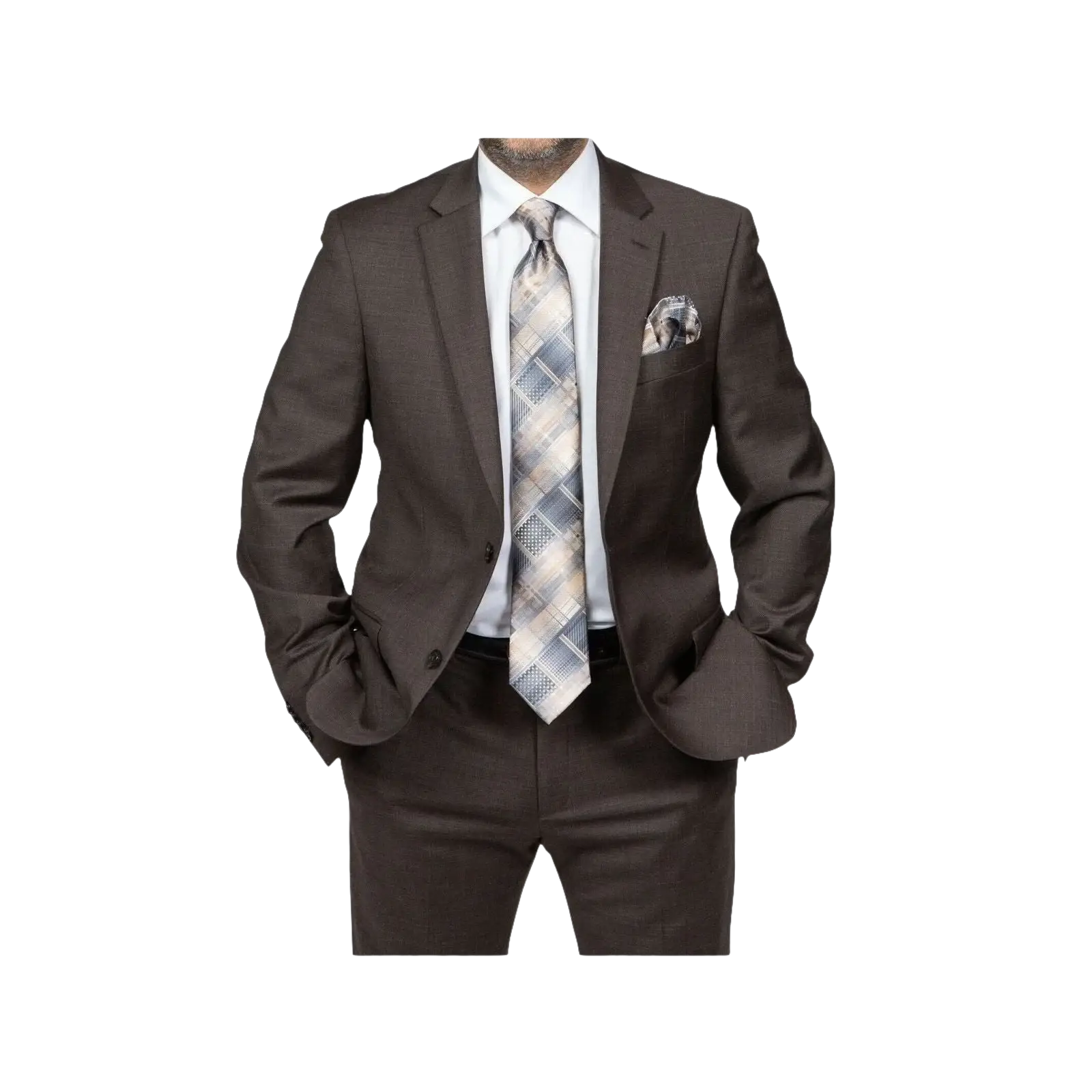 Mens TOMMY HILFIGER Suit Wool Blend 2 Button Side Vent Shark Texture 0132 Brown - J.Valintin Men's Wear Legend - 18266