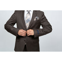 Mens TOMMY HILFIGER Suit Wool Blend 2 Button Side Vent Shark Texture 0132 Brown - J.Valintin Men's Wear Legend - 18266