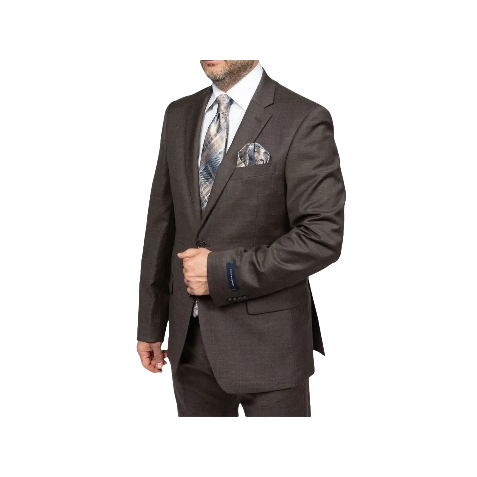 Mens TOMMY HILFIGER Suit Wool Blend 2 Button Side Vent Shark Texture 0132 Brown - J.Valintin Men's Wear Legend - 18266