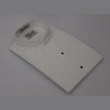 Men's Tuxedo Pastor shirt Classix Banded Collarless Formal Pleated M06 White - J.Valintin Men's Wear Legend - 20030