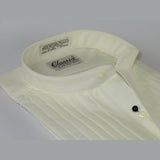 Men's Tuxedo shirt By Classix Banded Collarless Formal Pleated Front M06 Ivory - J.Valintin Men's Wear Legend - 12927