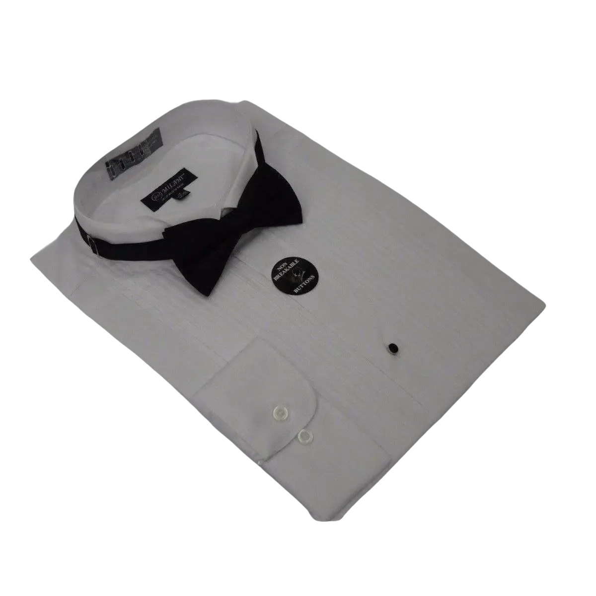 Men's Tuxedo shirt MILANI Wing Tip Formal Pleated Front After Six Wedding White - J.Valintin Men's Wear Legend - 6019