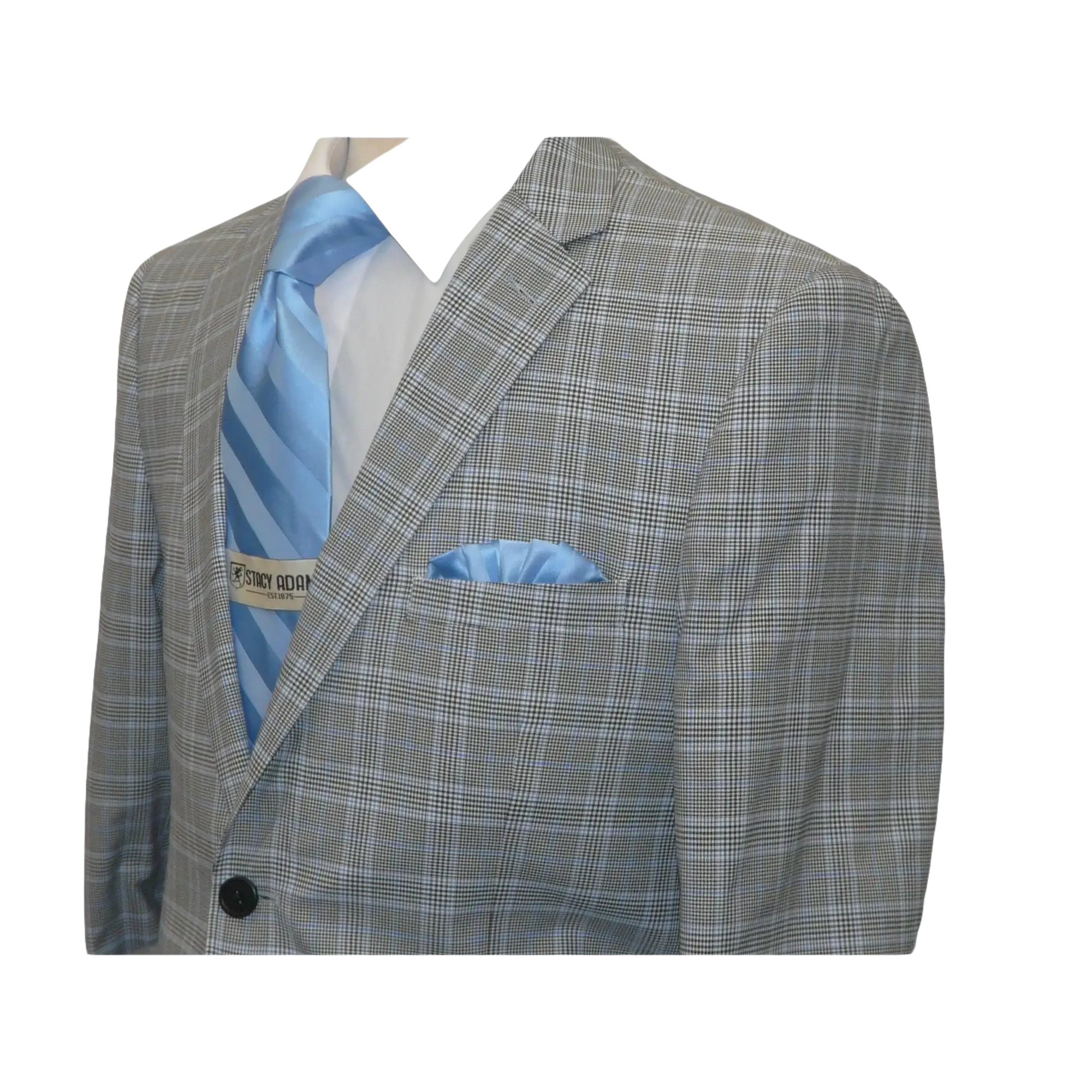 Men's US Polo Sport coat 8911j Black white Hounds - tooth with blue Plaid 42 Long - J.Valintin Men's Wear Legend - 20478