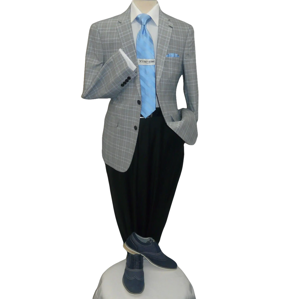 Men's US Polo Sport coat 8911j Black white Hounds - tooth with blue Plaid 42 Long - J.Valintin Men's Wear Legend - 20478