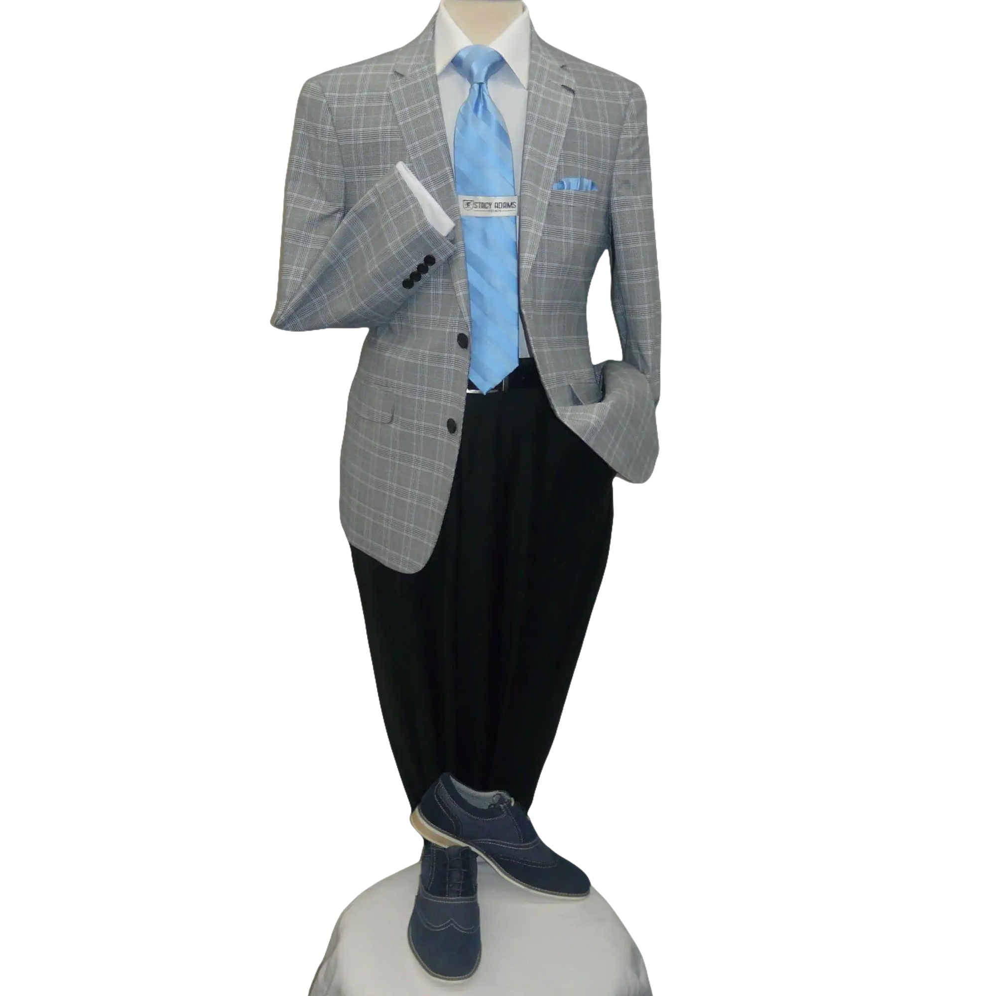 Men's US Polo Sport coat 8911j Black white Hounds - tooth with blue Plaid 42 Long - J.Valintin Men's Wear Legend - 20478
