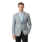 Men's US Polo Sport coat 8911j Black white Hounds-tooth with blue Plaid 42 Long