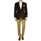 Men's Velvet Blazer Sport Coat Two Button Side Vents GEORGIO COSANI 491 Brown
