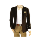 Men's Velvet Blazer Sport Coat Two Button Side Vents GEORGIO COSANI 491 Brown - J.Valintin Men's Wear Legend - 18593