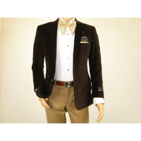 Men's Velvet Blazer Sport Coat Two Button Side Vents GEORGIO COSANI 491 Brown - J.Valintin Men's Wear Legend - 18593