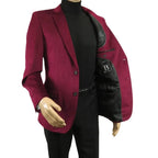 Men's Velvet Sport Coat Jacket by BASSIRI Leonardi J1042 Burgundy - J.Valintin Men's Wear Legend - 92623