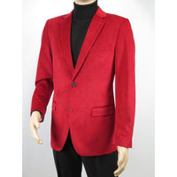 Men's Velvet Sports Coat Grammy Amy Award BASSIRI , LEONARDI J1042 Christmas Red - J.Valintin Men's Wear Legend - 92647