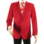 Men's Velvet Sports Coat Grammy Amy Award BASSIRI , LEONARDI J1042 Christmas Red - J.Valintin Men's Wear Legend - 92647