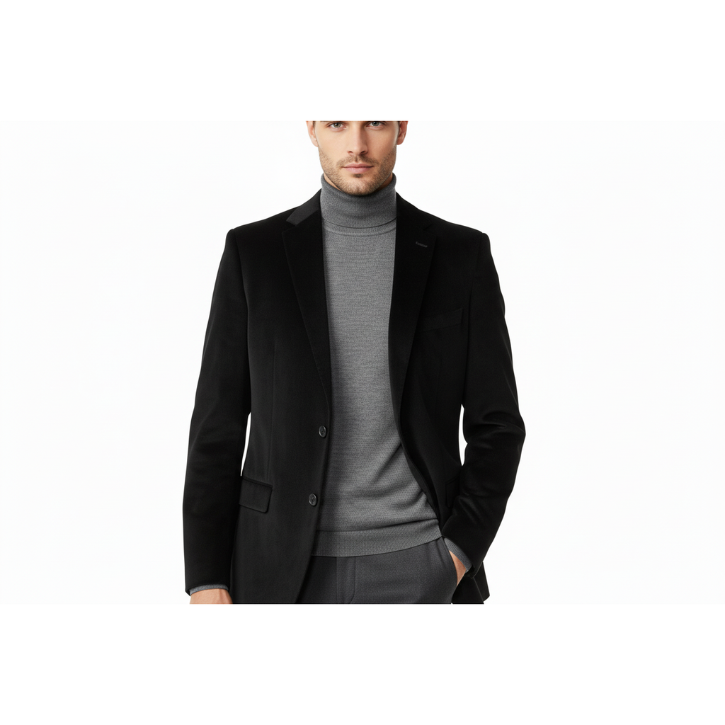 Men's Velvet Sports Coat Grammy Amy Award By BASSIRI  , LEONARDI J1042 Black