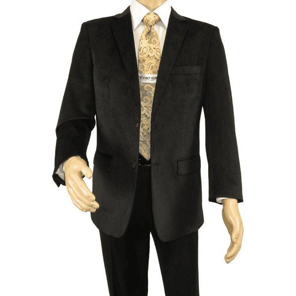 Men's Velvet Sports Coat Grammy Amy Award By BASSIRI , LEONARDI J1042 Black - J.Valintin Men's Wear Legend - 92617