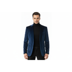 Men's Velvet Sports Coat Grammy Amy Award By BASSIRI , LEONARDI J1042 Royal Blue