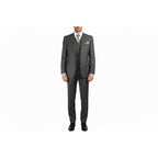 Mens Vitali Three Piece Suit Vested Semi Shiny Sharkskin M3090 Charcoal Gray - J.Valintin Men's Wear Legend - 73682