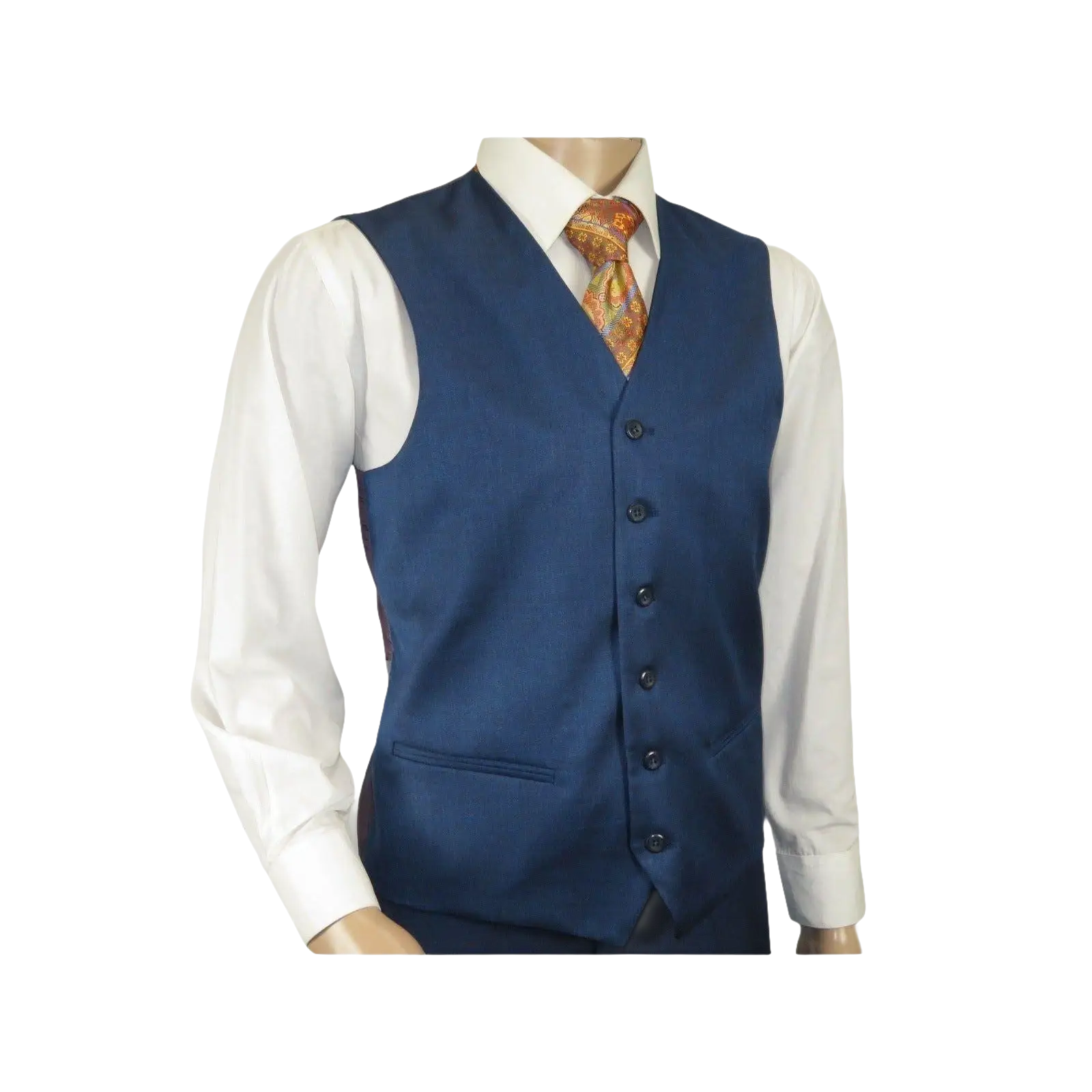 Mens Vitali Three Piece Suit Vested Sharkskin Sheen M3090 Royal blue Regular fit - J.Valintin Men's Wear Legend - 31894