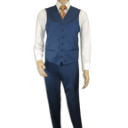 Mens Vitali Three Piece Suit Vested Sharkskin Sheen M3090 Royal blue Regular fit - J.Valintin Men's Wear Legend - 31894