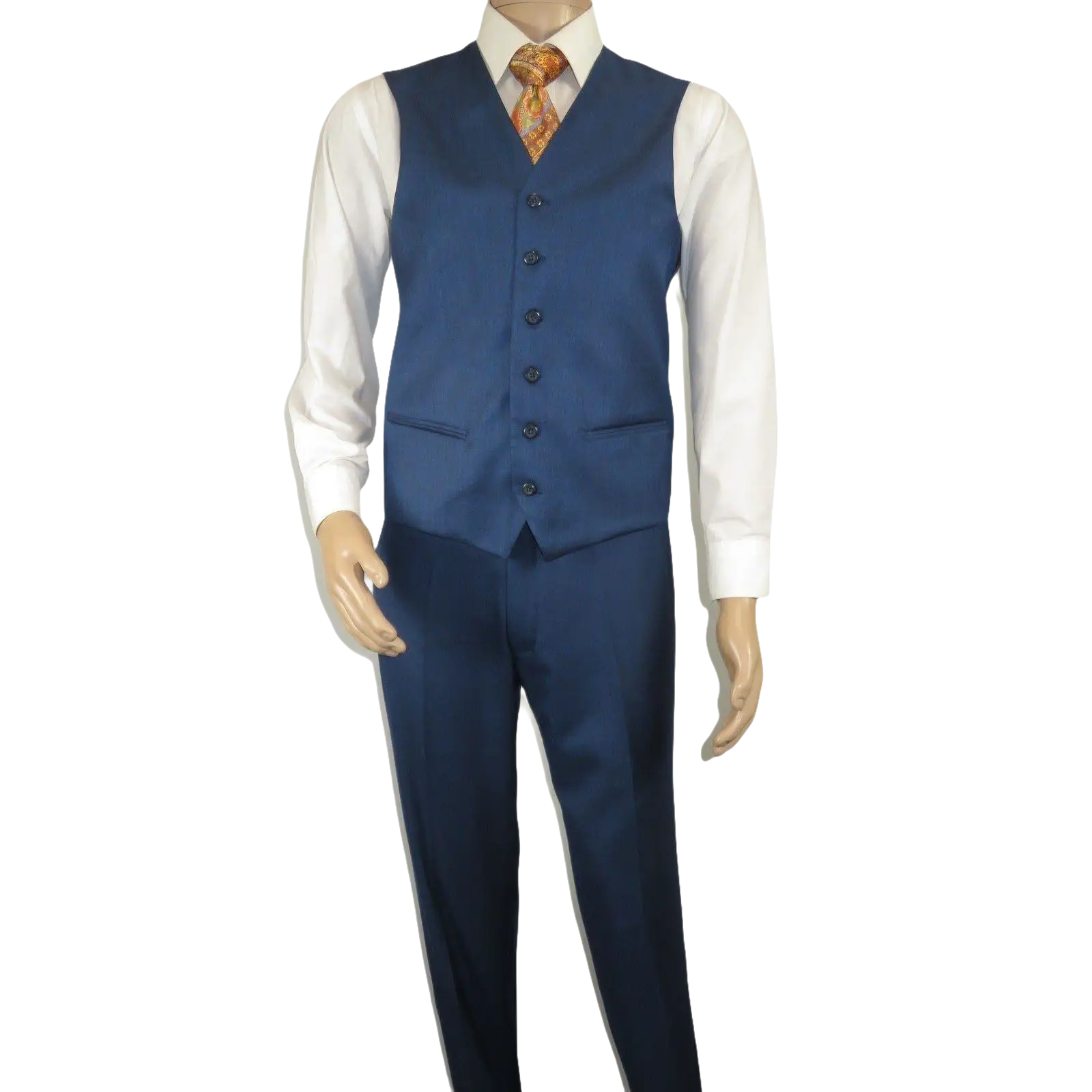 Mens Vitali Three Piece Suit Vested Sharkskin Sheen M3090 Royal blue Regular fit - J.Valintin Men's Wear Legend - 31894