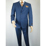 Mens Vitali Three Piece Suit Vested Sharkskin Sheen M3090 Royal blue Regular fit - J.Valintin Men's Wear Legend - 31894