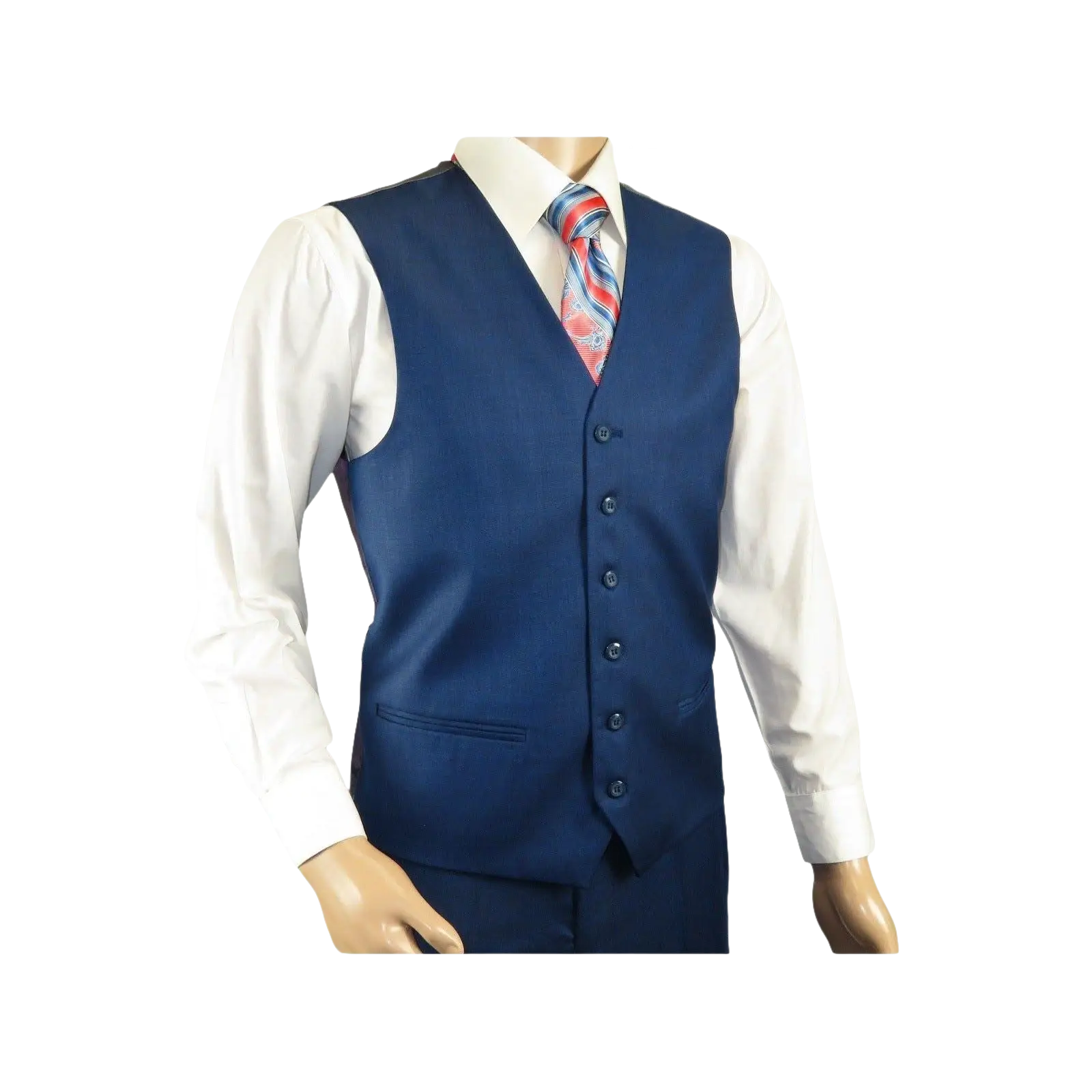 Mens Vitali Three Piece Suit Vested Sharkskin Sheen M3090 Royal blue Regular fit - J.Valintin Men's Wear Legend - 31894