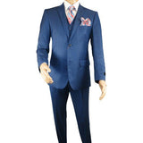 Mens Vitali Three Piece Suit Vested Sharkskin Sheen M3090 Royal blue Regular fit - J.Valintin Men's Wear Legend - 31894