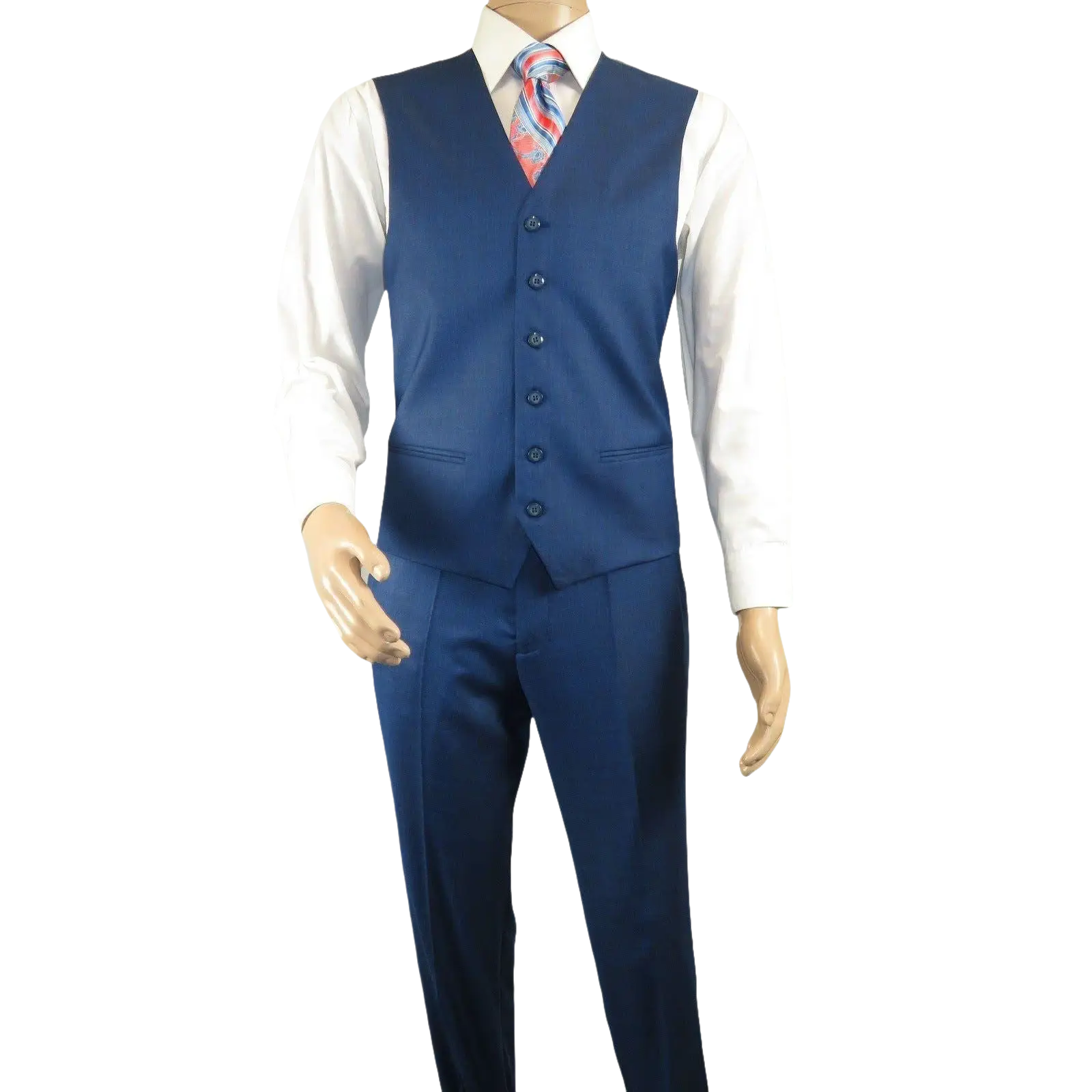 Mens Vitali Three Piece Suit Vested Sharkskin Sheen M3090 Royal blue Regular fit - J.Valintin Men's Wear Legend - 31894