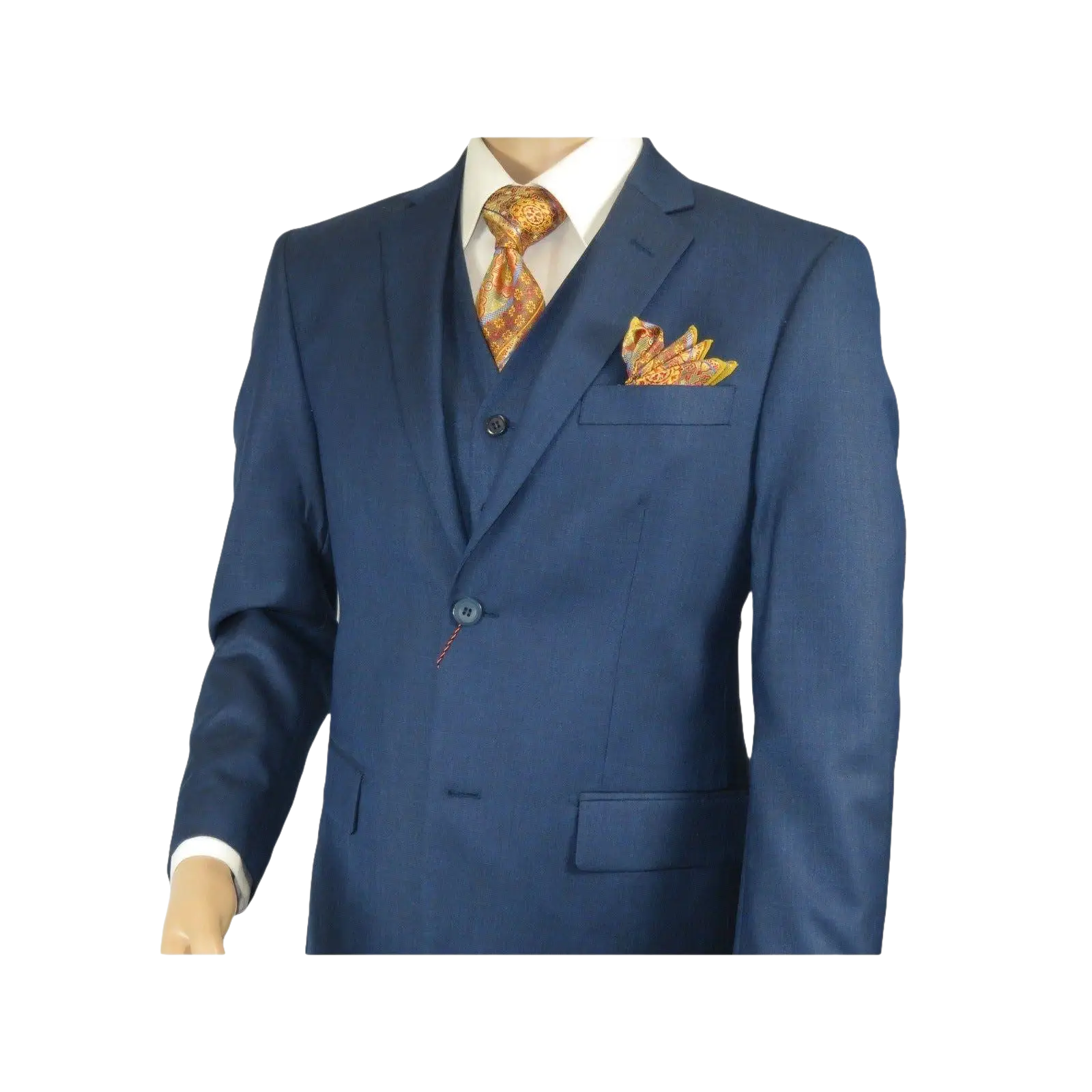 Mens Vitali Three Piece Suit Vested Sharkskin Sheen M3090 Royal blue Regular fit - J.Valintin Men's Wear Legend - 31894