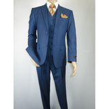 Mens Vitali Three Piece Suit Vested Sharkskin Sheen M3090 Royal blue Regular fit - J.Valintin Men's Wear Legend - 31894