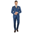Mens Vitali Three Piece Suit Vested Sharkskin Sheen M3090 Royal blue Regular fit
