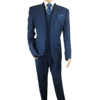 Mens Vitali Three Piece Suit Vested Sheen Sharkskin Business M3090 Ink blue - J.Valintin Men's Wear Legend - 93579