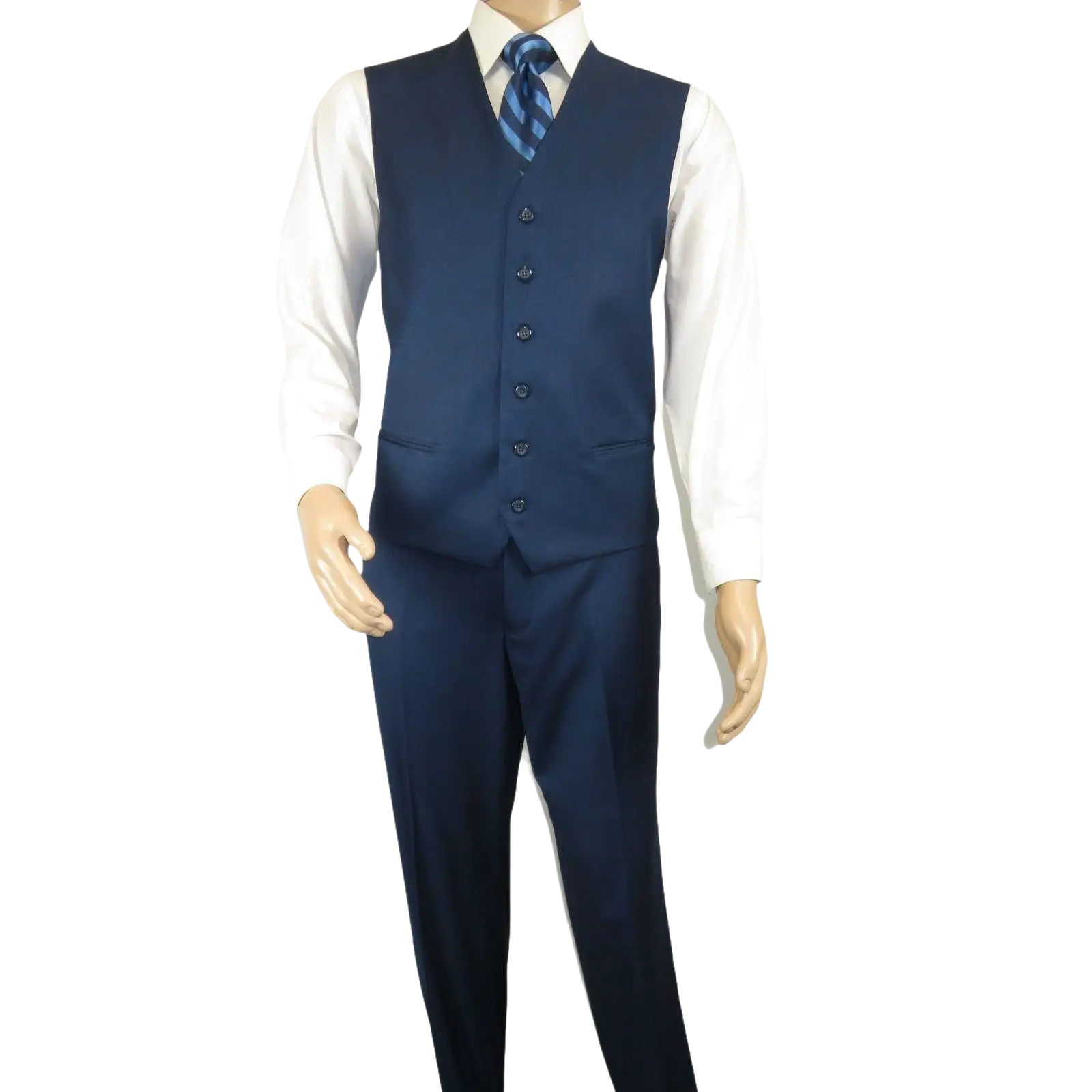 Mens Vitali Three Piece Suit Vested Sheen Sharkskin Business M3090 Ink blue - J.Valintin Men's Wear Legend - 93579