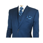 Mens Vitali Three Piece Suit Vested Sheen Sharkskin Business M3090 Ink blue - J.Valintin Men's Wear Legend - 93579
