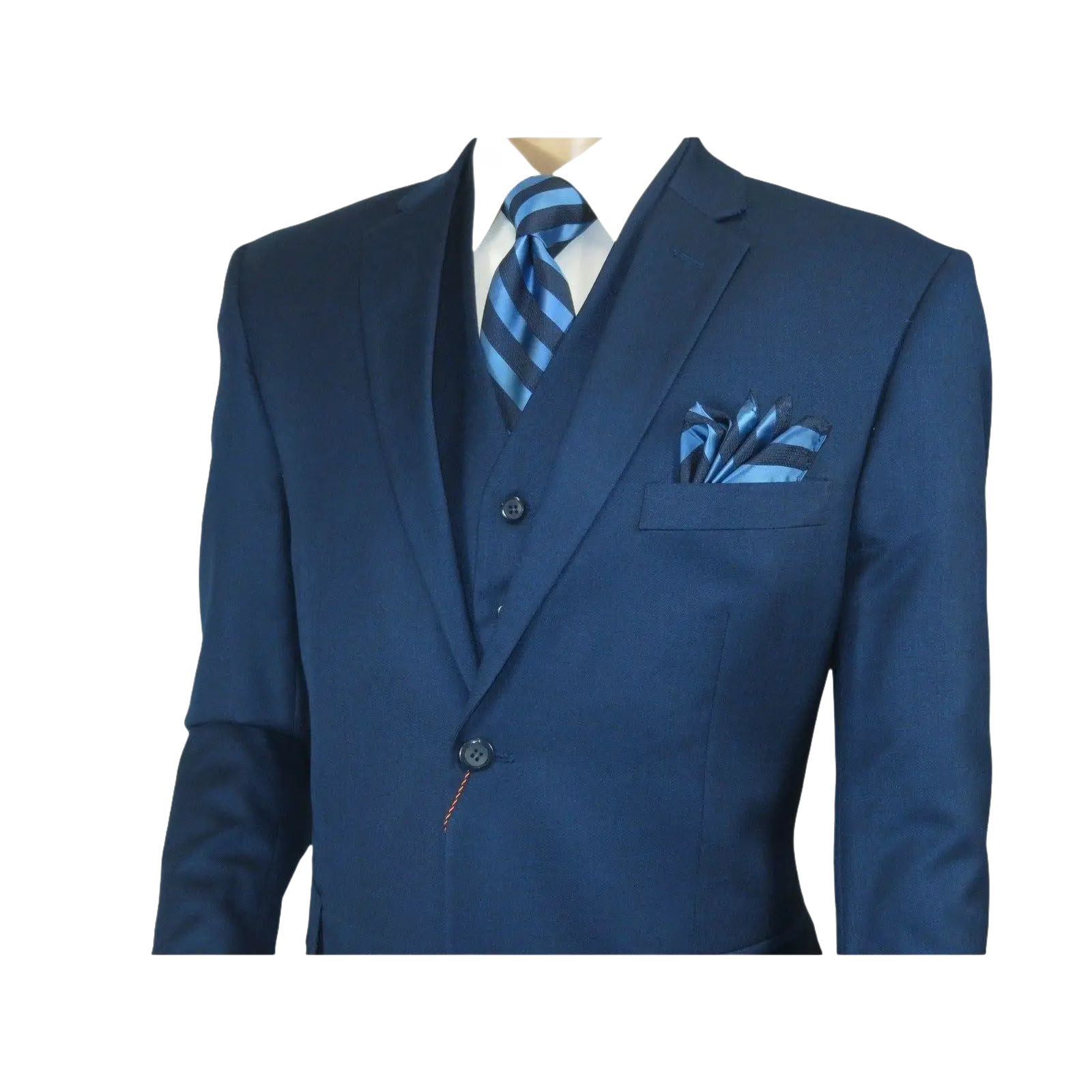 Mens Vitali Three Piece Suit Vested Sheen Sharkskin Business M3090 Ink blue - J.Valintin Men's Wear Legend - 93579