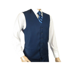 Mens Vitali Three Piece Suit Vested Sheen Sharkskin Business M3090 Ink blue - J.Valintin Men's Wear Legend - 93579