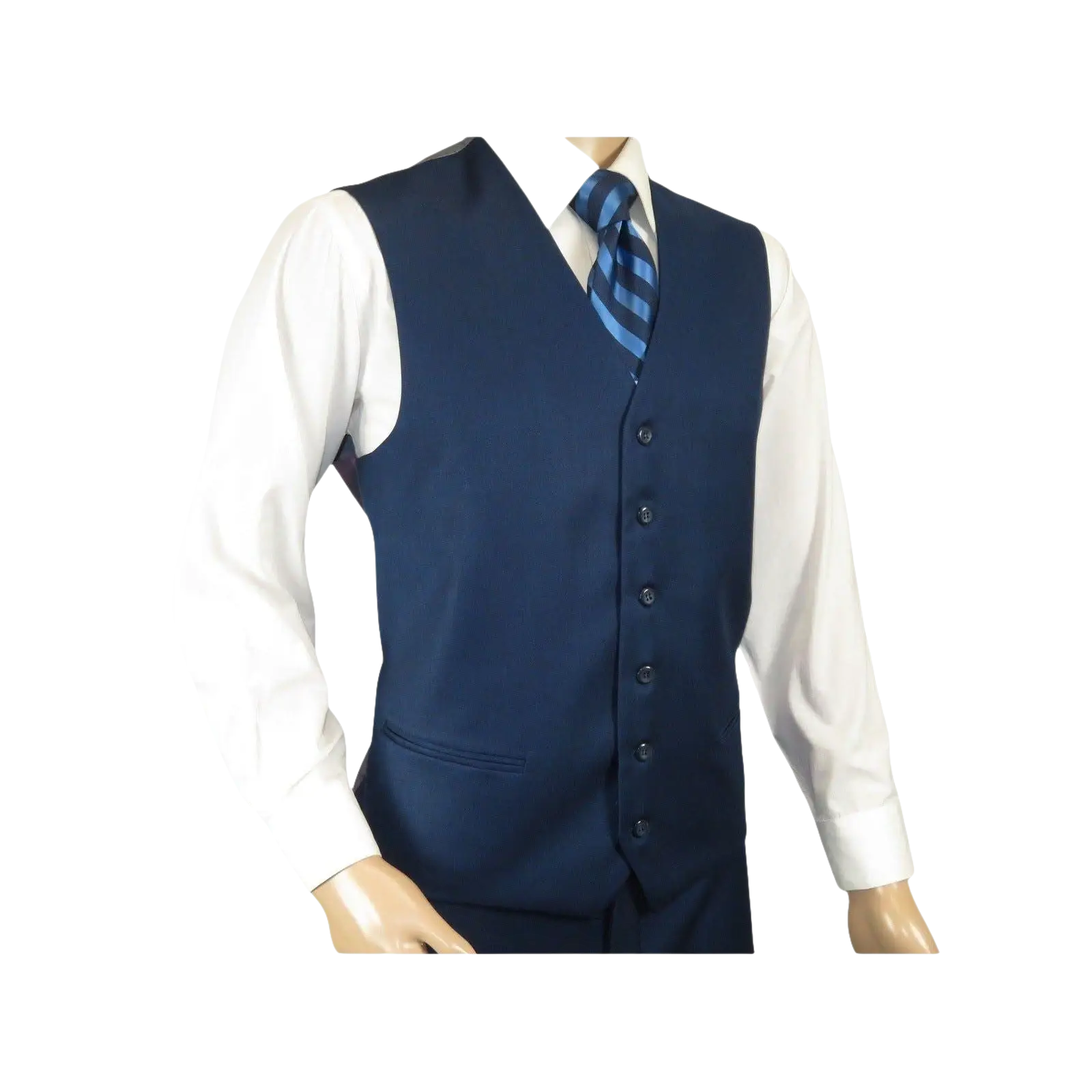 Mens Vitali Three Piece Suit Vested Sheen Sharkskin Business M3090 Ink blue - J.Valintin Men's Wear Legend - 93579
