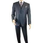 Mens Vitali Three Piece Suit Vested Sheen Sharkskin Business M3090 Navy blue - J.Valintin Men's Wear Legend - 28675